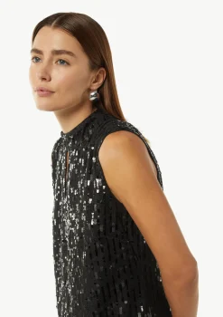 Ärmelloses Kleid mit hochabschließendem Kragen