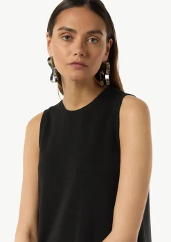 Ärmelloses Kleid mit Rundhalsausschnitt und Logo-Detail