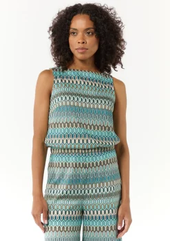 Ärmelloses Shirt aus Strick-Jersey mit U-Boot-Ausschnitt