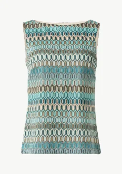 Ärmelloses Shirt aus Strick-Jersey mit U-Boot-Ausschnitt