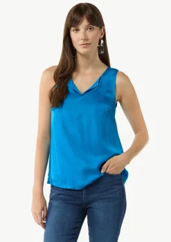 Ärmelloses Shirt aus Viskosemix mit Tunika-Ausschnitt