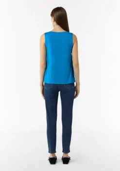 Ärmelloses Shirt aus Viskosemix mit Tunika-Ausschnitt