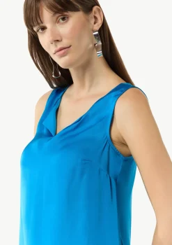 Ärmelloses Shirt aus Viskosemix mit Tunika-Ausschnitt