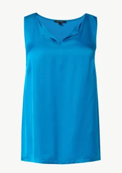 Ärmelloses Shirt aus Viskosemix mit Tunika-Ausschnitt