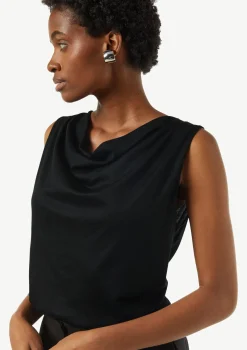 Ärmelloses Shirt mit Wasserfall-Ausschnitt