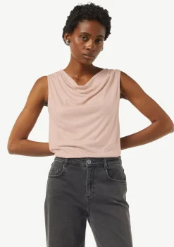 Ärmelloses Shirt mit Wasserfall-Ausschnitt