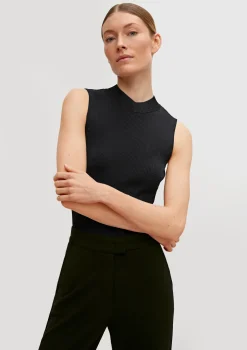 Ärmelloses Stricktop mit Rippstruktur