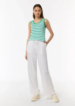 Ärmelloses Top mit Streifen und Logo-Detail