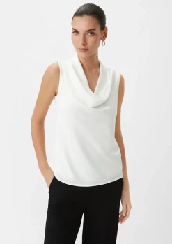 Ärmelloses Top mit Wasserfall-Ausschnitt