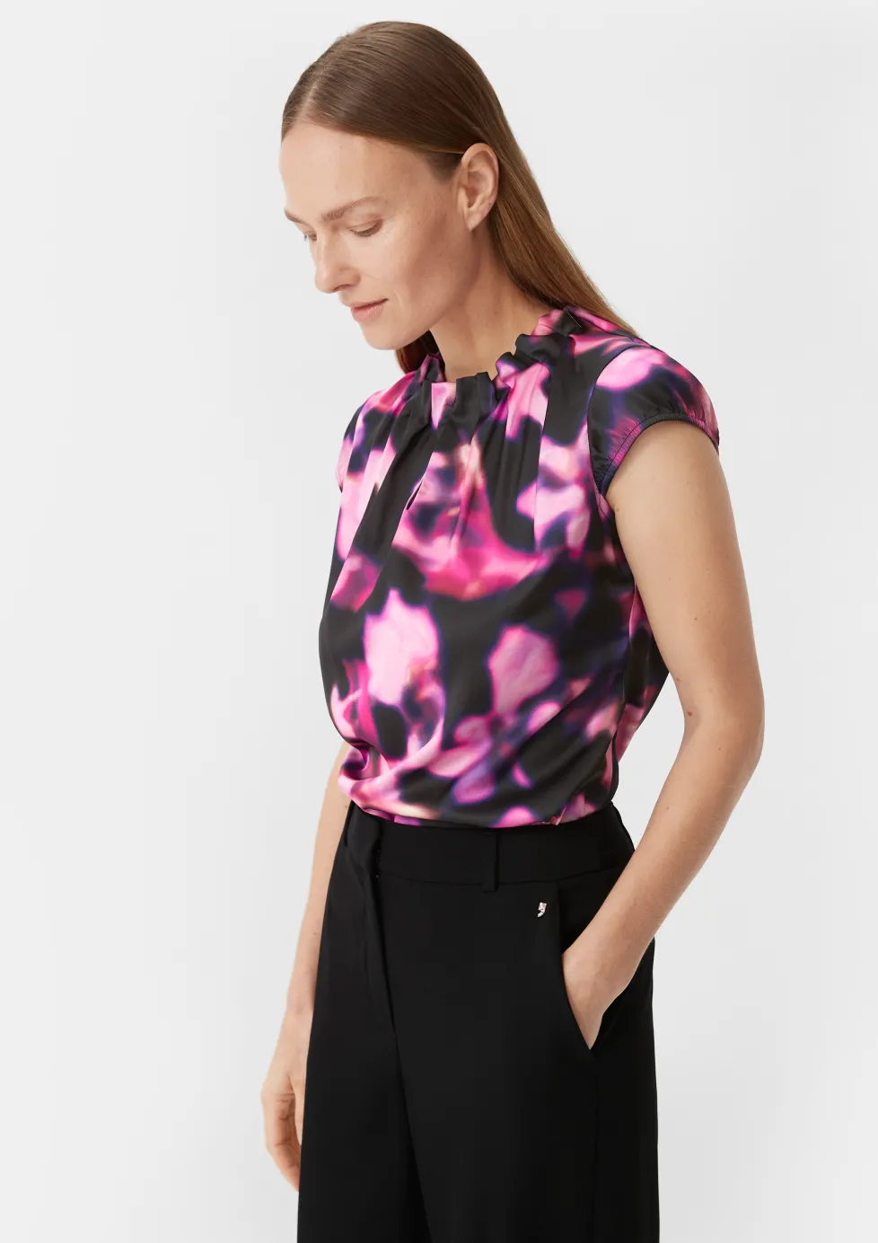 Satinbluse mit All-over-Print