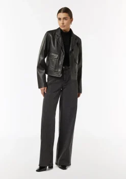 Schimmerndes Shirt mit Stehkragen