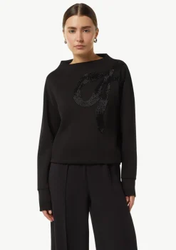 Sweatshirt mit Stehkragen und Schmuckperlen