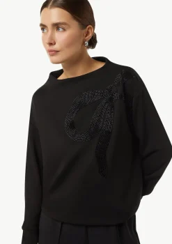 Sweatshirt mit Stehkragen und Schmuckperlen