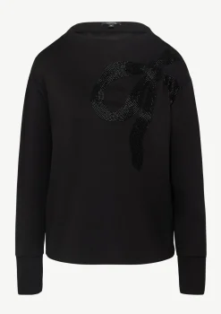 Sweatshirt mit Stehkragen und Schmuckperlen