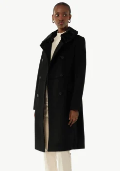 Taillierter Mantel mit abnehmbarem Kragen in Felloptik