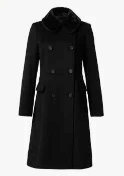 Taillierter Mantel mit abnehmbarem Kragen in Felloptik