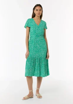 Tailliertes Kleid mit fixiertem Wickel-Oberteil