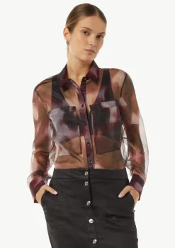 Transparente Hemdbluse aus Organza