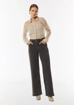 Transparente Hemdbluse aus Organza