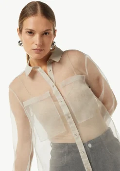 Transparente Hemdbluse aus Organza