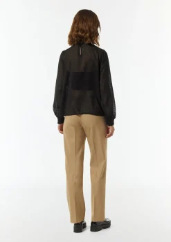 Transparente Jacquard-Bluse mit Smok-Detail