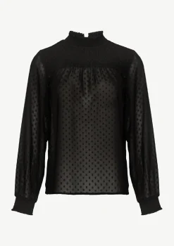 Transparente Jacquard-Bluse mit Smok-Detail