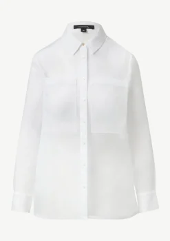 Transparente Organza-Bluse mit aufgesetzten Taschen