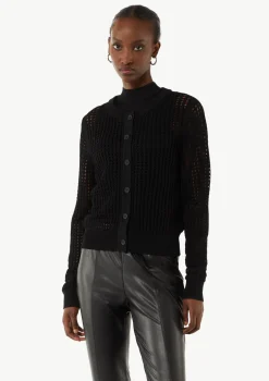 Transparente Strickjacke aus Ajourstrick