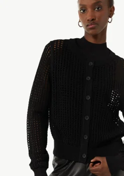 Transparente Strickjacke aus Ajourstrick