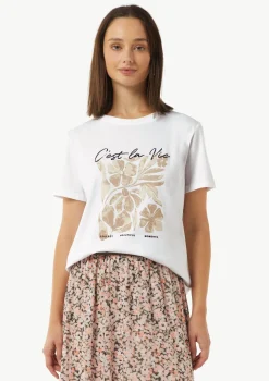 T-Shirt mit Artwork und Stickerei am Ausschnitt