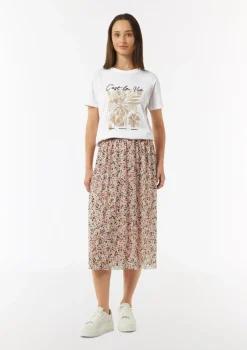 T-Shirt mit Artwork und Stickerei am Ausschnitt