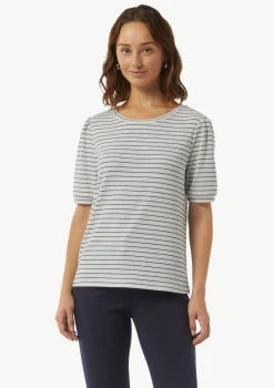 T-Shirt mit gestrickten Streifen aus Glitzergarn