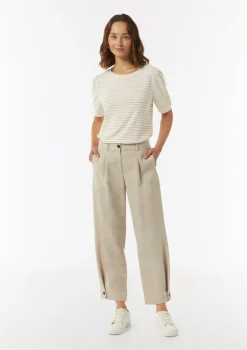 T-Shirt mit gestrickten Streifen aus Glitzergarn