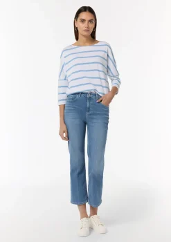 T-Shirt mit Logostickerei und 3/4-Ärmeln