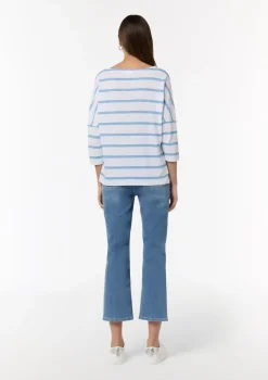 T-Shirt mit Logostickerei und 3/4-Ärmeln