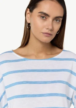 T-Shirt mit Logostickerei und 3/4-Ärmeln