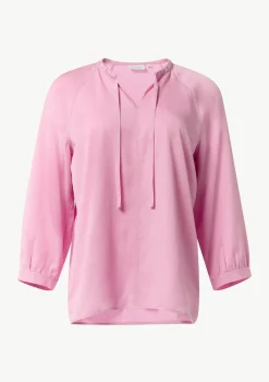 Tunikabluse aus Lyocell mit Logo-Knöpfen