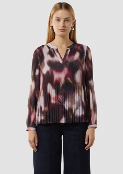 Tunika-Bluse aus plissiertem Chiffon