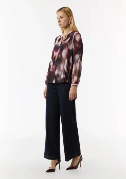 Tunika-Bluse aus plissiertem Chiffon