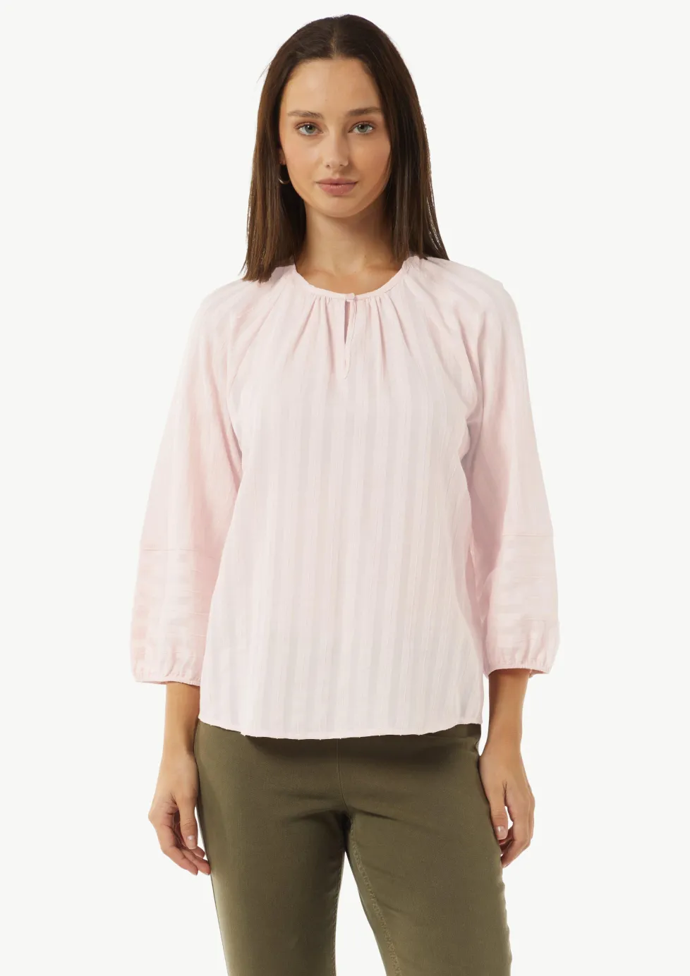 Tunika-Bluse aus Streifen-Jacquard