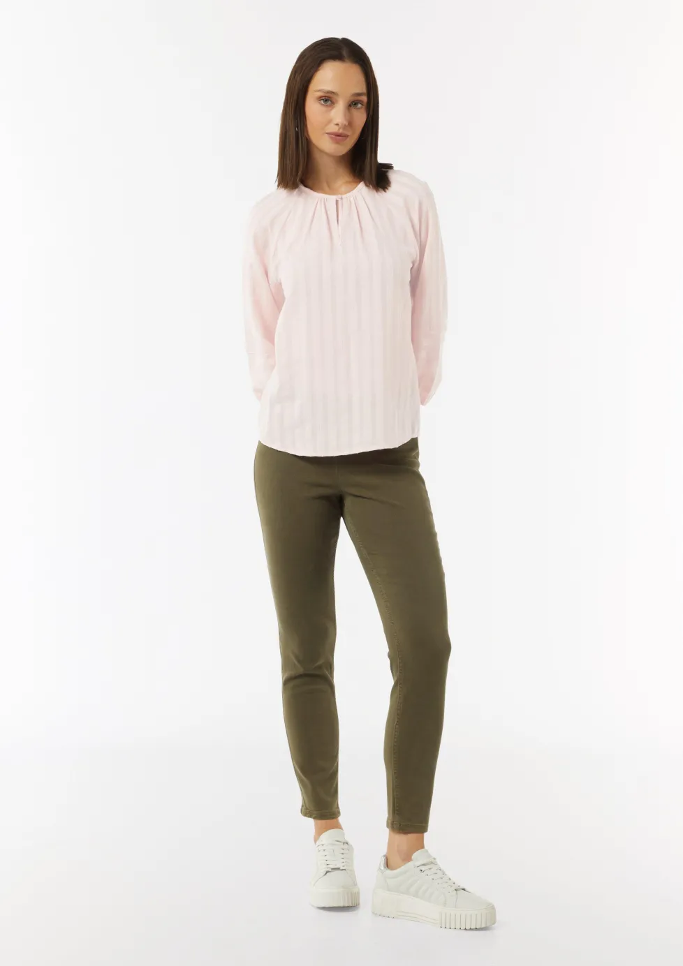 Tunika-Bluse aus Streifen-Jacquard