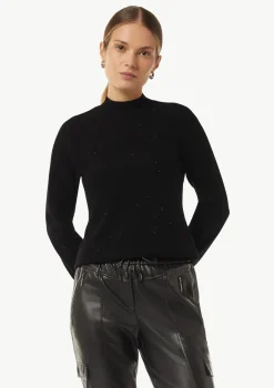 Turtleneck-Strickpullover mit Minipailletten
