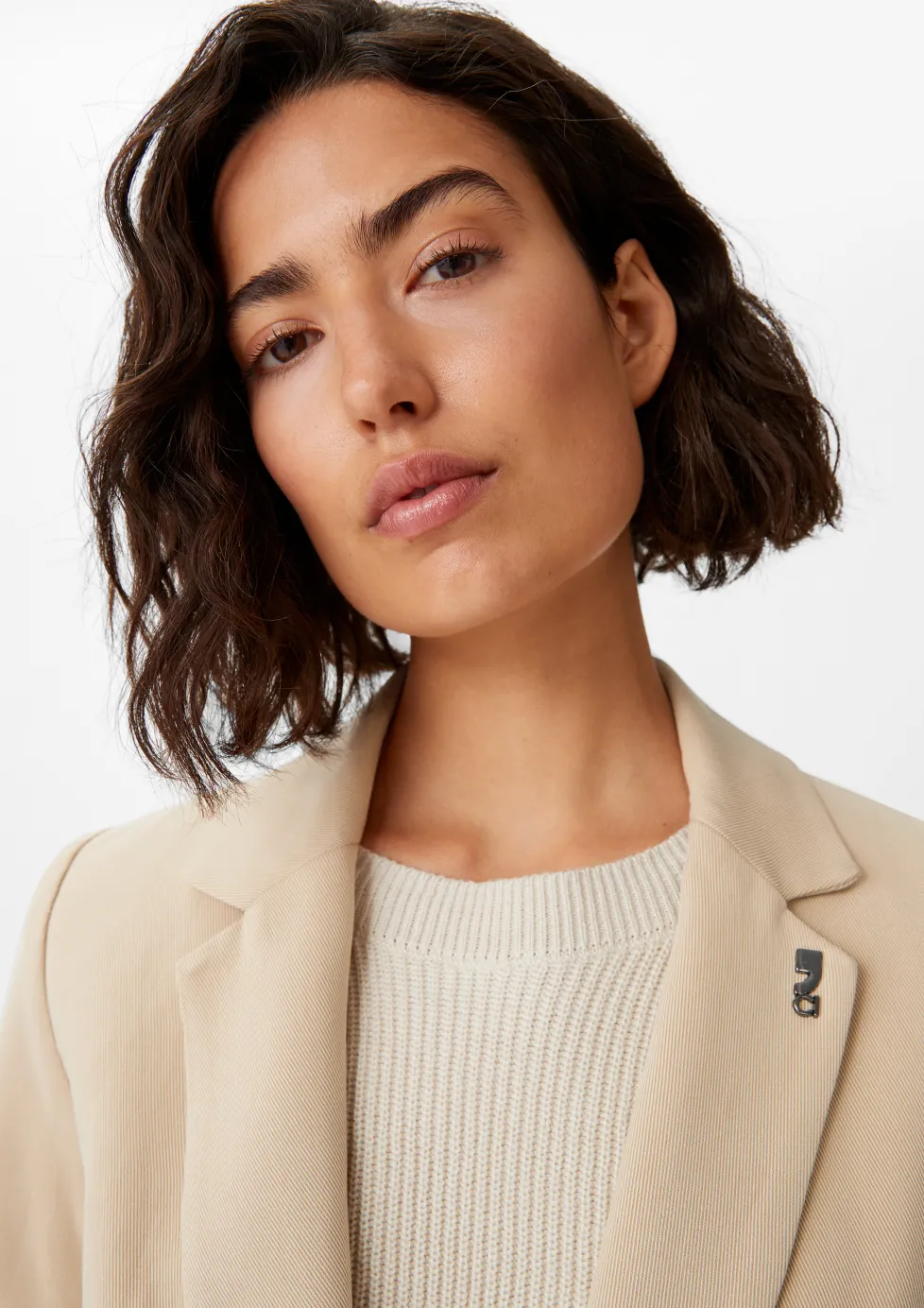 Twill-Blazer mit Logo-Detail