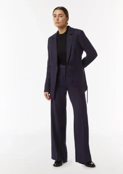 Twill-Blazer mit schmalem Gürtel