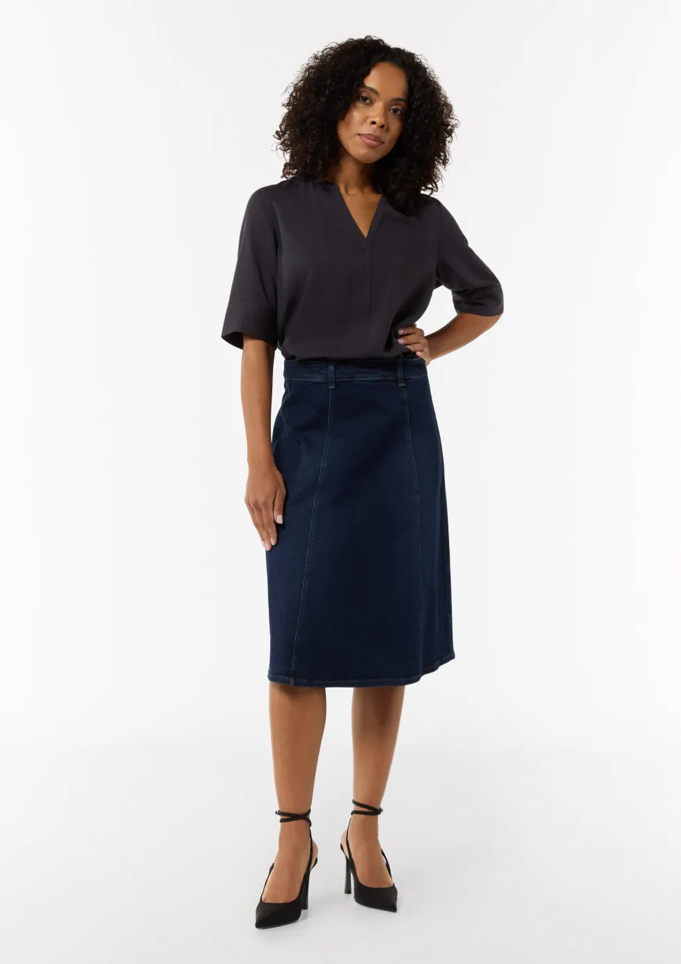 Twill-Bluse im Relaxed Fit mit Tunika-Ausschnitt