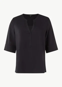 Twill-Bluse im Relaxed Fit mit Tunika-Ausschnitt