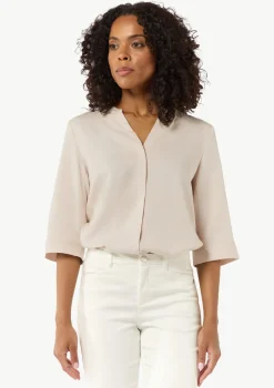 Twill-Bluse im Relaxed Fit mit Tunika-Ausschnitt
