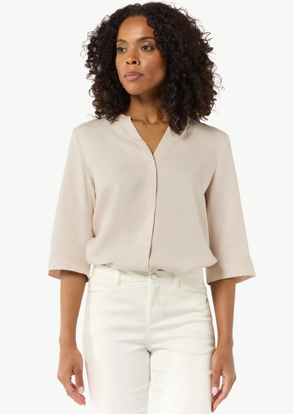 Twill-Bluse im Relaxed Fit mit Tunika-Ausschnitt