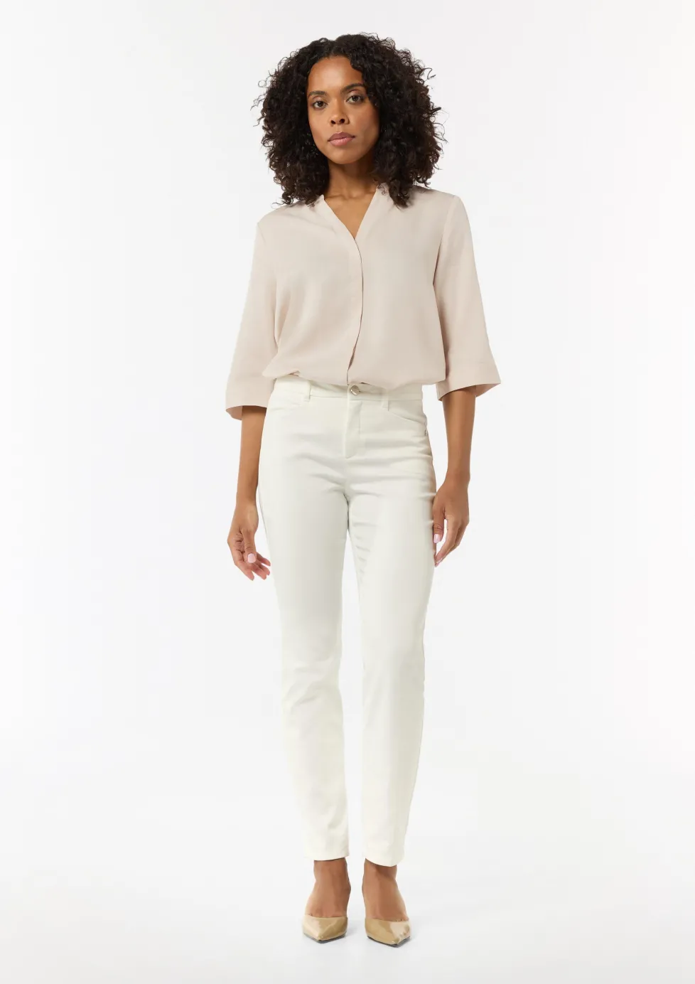 Twill-Bluse im Relaxed Fit mit Tunika-Ausschnitt