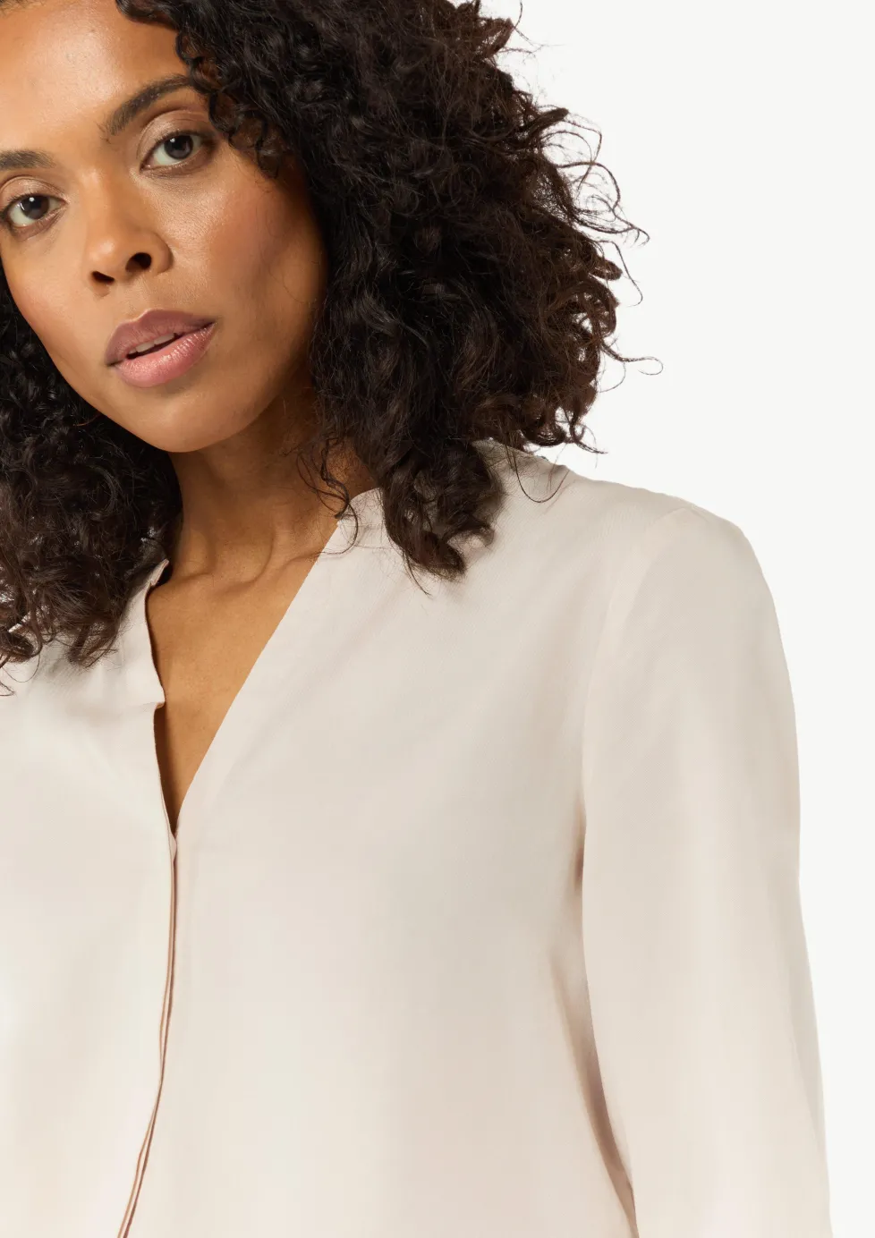 Twill-Bluse im Relaxed Fit mit Tunika-Ausschnitt